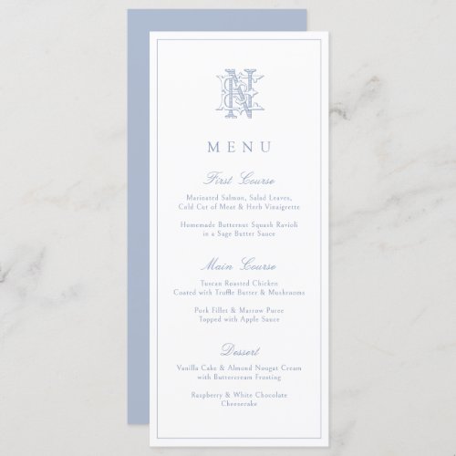 Elegant Vintage Decorative Monogram EN Wedding Menu