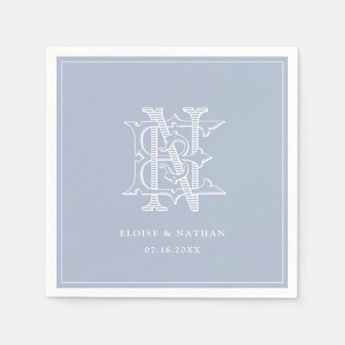 Elegant Vintage Decorative Monogram EN Wedding Napkins