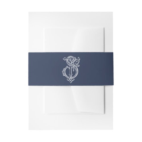 Elegant Vintage Decorative Monogram FS Wedding Invitation Belly Band