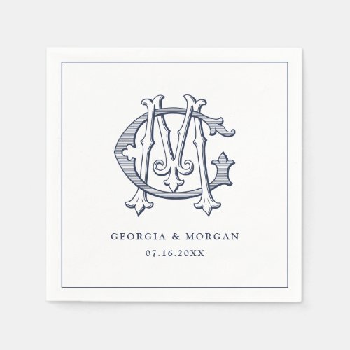 Elegant Vintage Decorative Monogram GM Wedding Napkins