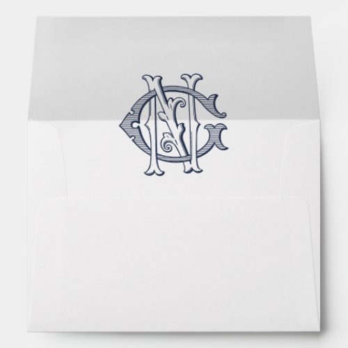 Elegant Vintage Decorative Monogram GN Wedding Envelope