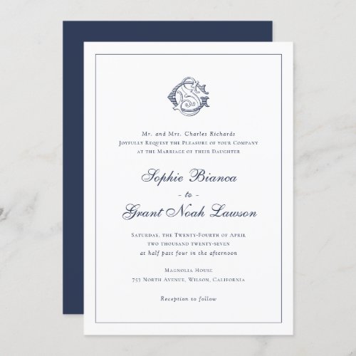 Elegant Vintage Decorative Monogram GS SG Wedding Invitation