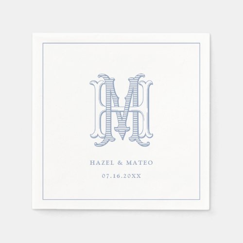 Elegant Vintage Decorative Monogram HM Wedding Napkins