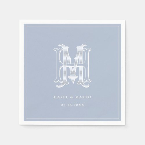 Elegant Vintage Decorative Monogram HM Wedding Napkins