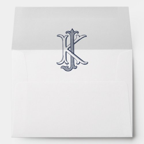 Elegant Vintage Decorative Monogram JK Wedding Envelope