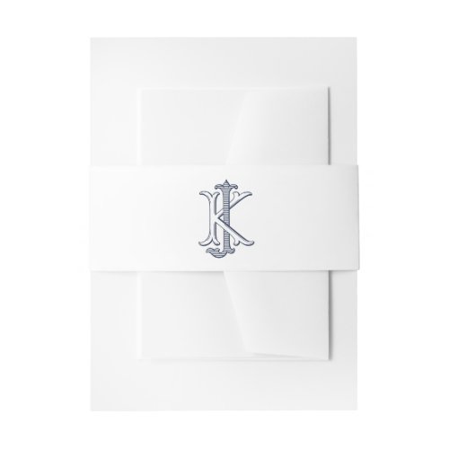 Elegant Vintage Decorative Monogram JK Wedding Invitation Belly Band