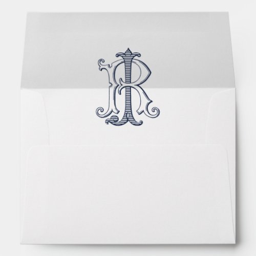 Elegant Vintage Decorative Monogram JR RJ Wedding Envelope