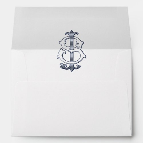 Elegant Vintage Decorative Monogram JS Wedding Envelope