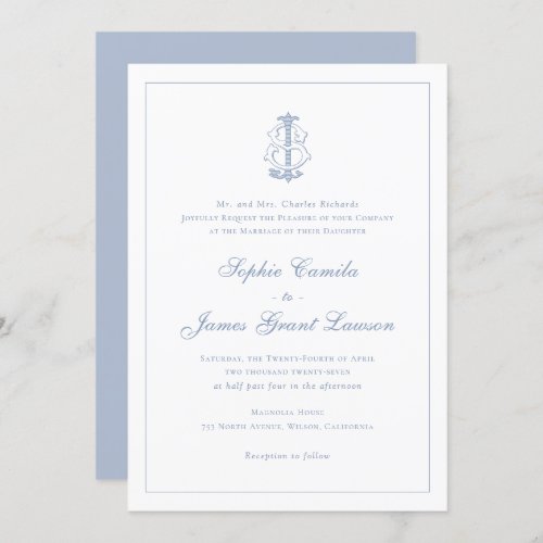Elegant Vintage Decorative Monogram JS Wedding Invitation