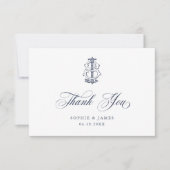 Elegant Vintage Decorative Monogram JS Wedding Thank You Card | Zazzle