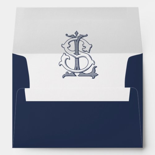 Elegant Vintage Decorative Monogram LS Wedding Envelope