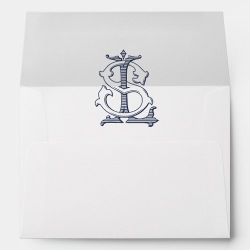 Elegant Vintage Decorative Monogram LS Wedding Envelope