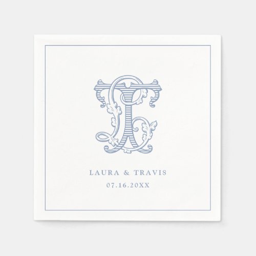 Elegant Vintage Decorative Monogram LT Wedding Napkins