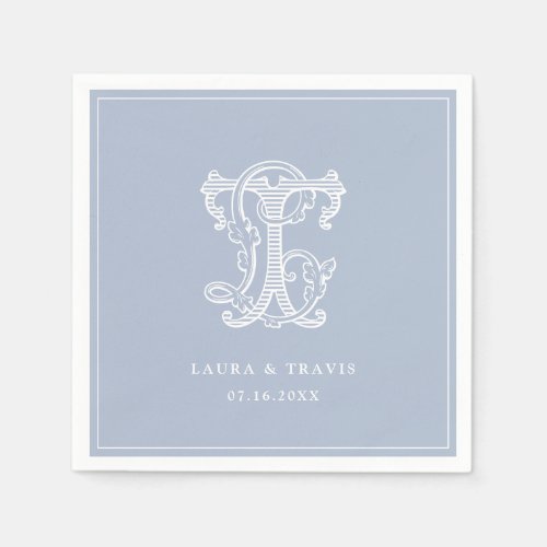 Elegant Vintage Decorative Monogram LT Wedding Napkins