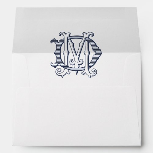 Elegant Vintage Decorative Monogram MD Wedding Envelope