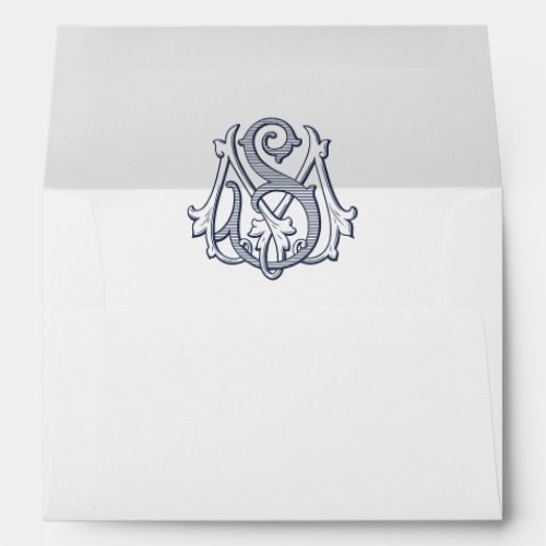 Elegant Vintage Decorative Monogram MS Wedding Envelope