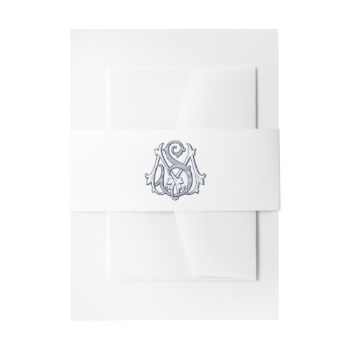 Elegant Vintage Decorative Monogram MS Wedding Invitation Belly Band