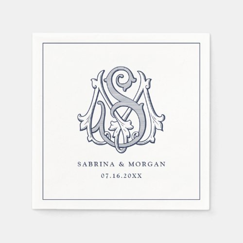 Elegant Vintage Decorative Monogram MS Wedding Napkins