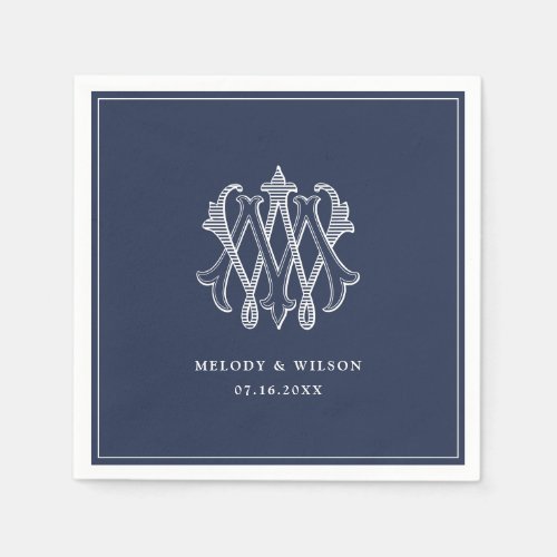 Elegant Vintage Decorative Monogram MW Wedding Napkins