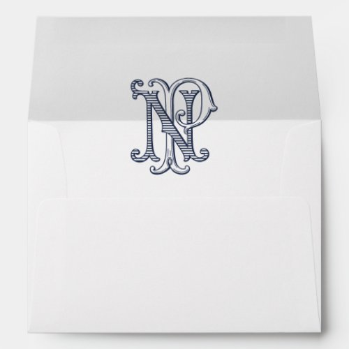 Elegant Vintage Decorative Monogram NP Wedding Envelope