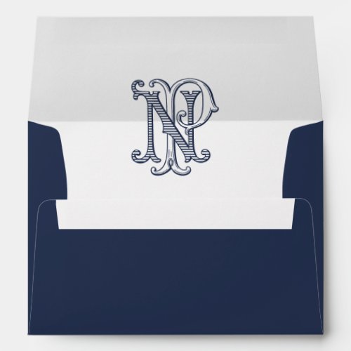 Elegant Vintage Decorative Monogram NP Wedding Envelope