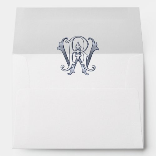 Elegant Vintage Decorative Monogram RW Wedding Envelope