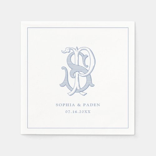 Elegant Vintage Decorative Monogram SP PS Wedding Napkins