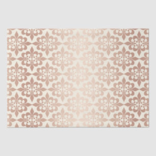 Elegant Vintage Decoupage Glow Rose Gold Damask Tissue Paper