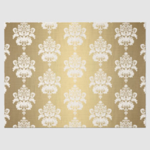 Elegant Vintage Decoupage Glowing Gold Damask Tissue Paper