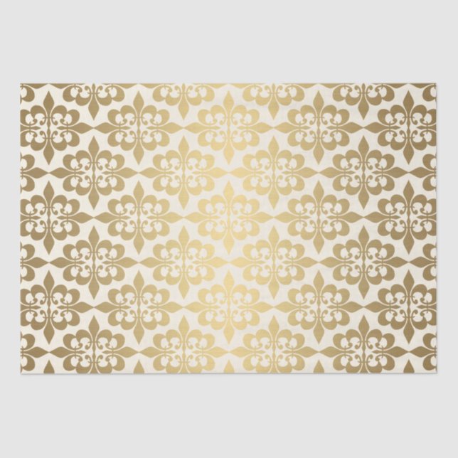 Elegant Vintage Decoupage Glowing Gold Damask Tissue Paper (Front)