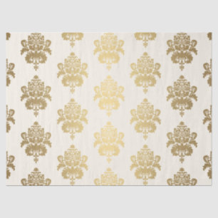 Elegant Vintage Decoupage Glowing Gold Damask Tissue Paper