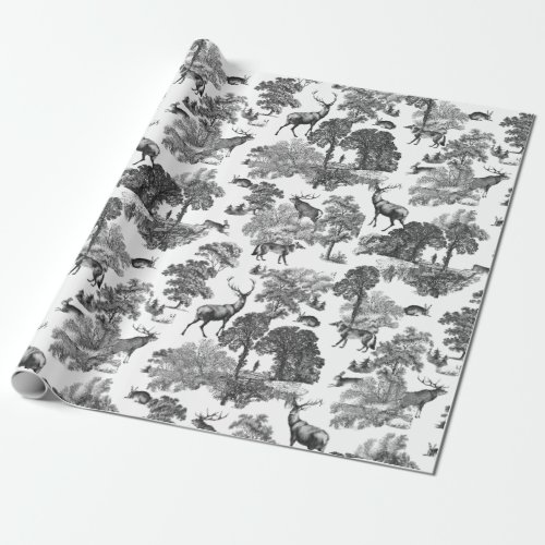 Elegant Vintage Deer Fox Hare Country Toile Wrapping Paper