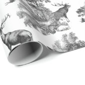 Elegant Vintage Deer Fox Hare Country Toile Wrapping Paper (Roll Corner)