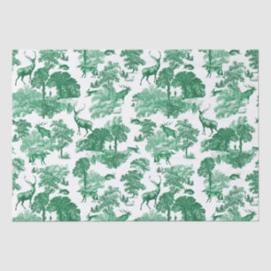 Elegant Vintage Deer Fox Hare Green Country Toile Tissue Paper