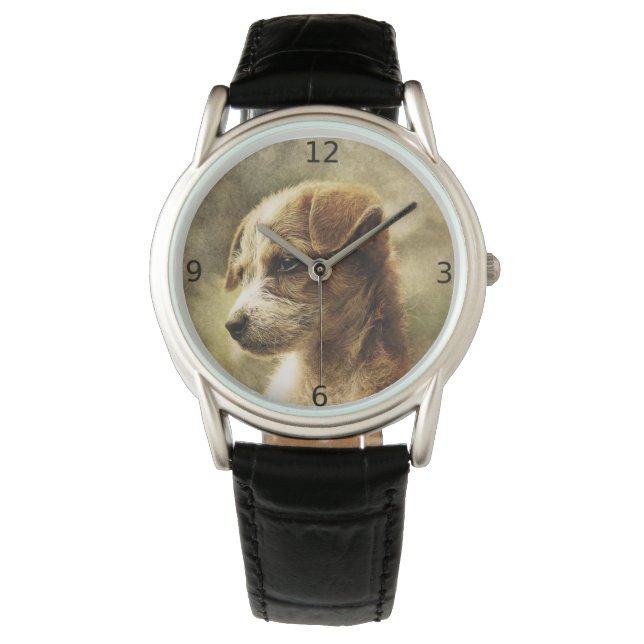 Elegant vintage dog photo watch (Front)