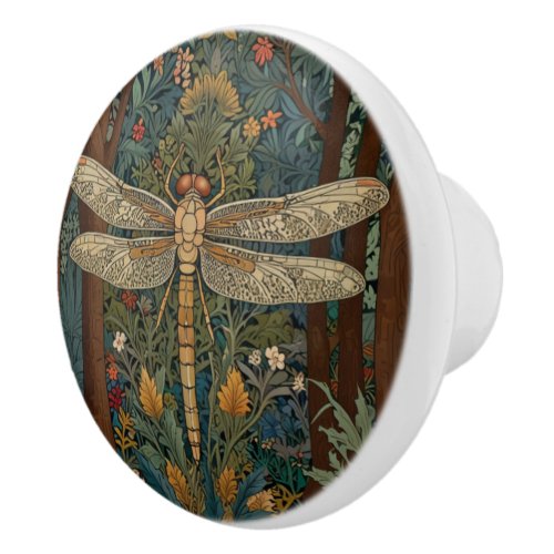 Elegant vintage dragonfly art boho chic botanical  ceramic knob