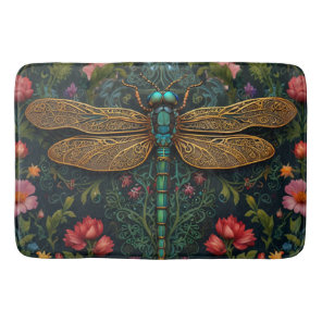 Elegant Vintage dragonfly boho botanical  Bath Mat