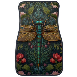 Elegant Vintage dragonfly boho botanical Car Floor Mat