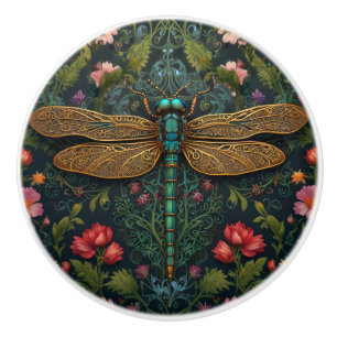 Elegant Vintage dragonfly boho botanical  Ceramic Knob
