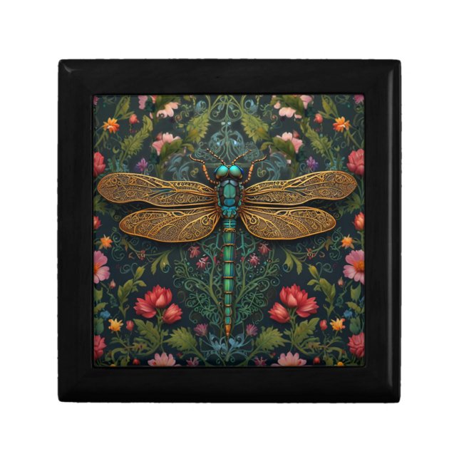 Elegant Vintage dragonfly boho botanical  Gift Box (Front)