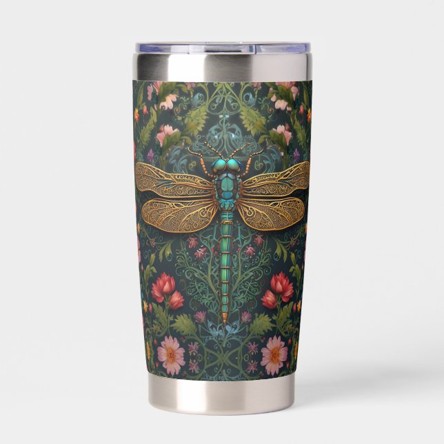 Elegant Vintage dragonfly boho botanical  Insulated Tumbler (Front)