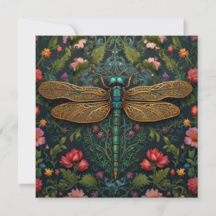 Elegant Vintage dragonfly boho botanical Invitation