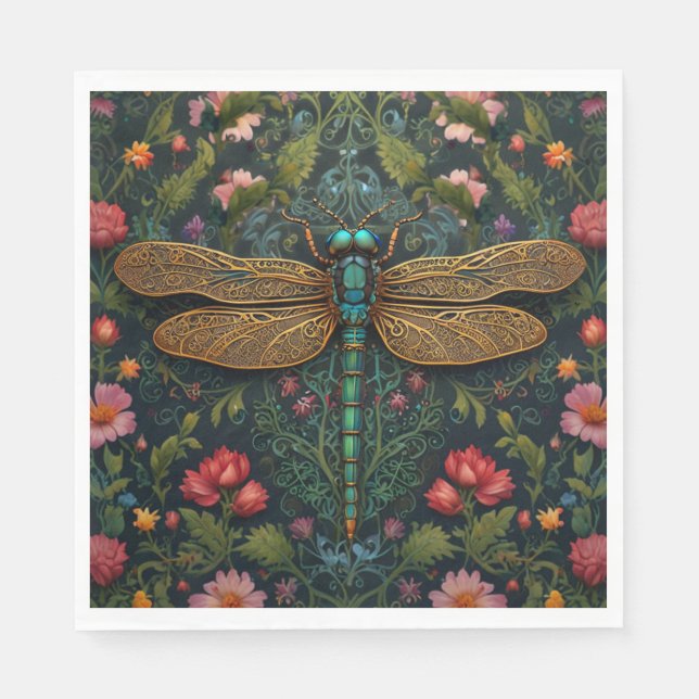 Elegant Vintage dragonfly boho botanical  Napkins (Front)