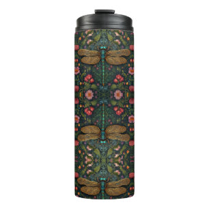 Elegant Vintage dragonfly boho botanical  Thermal Tumbler