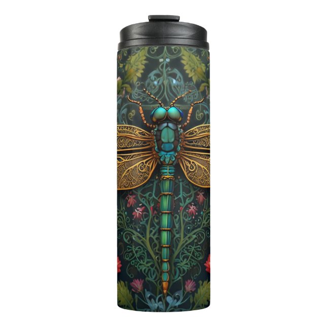 Elegant Vintage dragonfly boho botanical  Thermal Tumbler (Front)