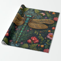 Elegant Vintage dragonfly boho botanical
