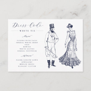 Elegant Vintage Drawings Dress Code Wedding Enclosure Card