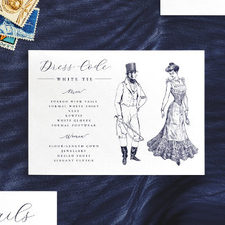 Elegant Vintage Drawings Dress Code Wedding Enclosure Card