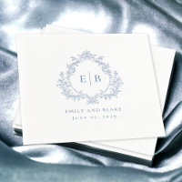 Elegant Vintage Dusty Blue Crest Wedding Logo