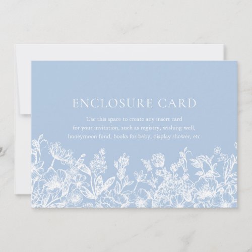 Elegant Vintage Dusty Blue Floral Enclosure Card